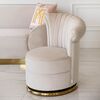 Designer Armchair, velvet, beige, gold FLOWER