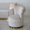 Designer Armchair, velvet, beige, gold FLOWER
