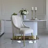 Exclusive glamor dining chair, straight legs, beige, gold DIANA
