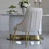 Exclusive glamor dining chair, straight legs, beige, gold DIANA