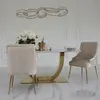 Exclusive glamor dining chair, straight legs, beige, gold DIANA