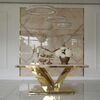 Exclusive glamor dining table, modern, with white marble, gold LV COLLECTION