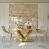 Exclusive glamor dining table, modern, with white marble, gold LV COLLECTION