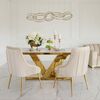Exclusive glamor dining table, modern, with white marble, gold LV COLLECTION