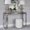 Console, glamor, stainless steel, silver glass, Oskar