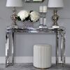 Console, glamor, stainless steel, silver glass, Oskar