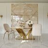 Glamor chair with armrests, modern, upholstered, designer, for the dining room, for the dressing table, beige gold SAVOY