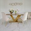 Glamor chair with armrests, modern, upholstered, designer, for the dining room, for the dressing table, beige gold SAVOY