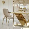 Glamor chair with armrests, modern, upholstered, designer, for the dining room, for the dressing table, beige gold SAVOY