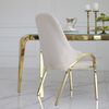 Glamor chair with armrests, modern, upholstered, designer, for the dining room, for the dressing table, beige gold SAVOY