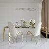 Glamor chair with armrests, modern, upholstered, designer, for the dining room, for the dressing table, beige gold SAVOY