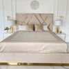 Upholstered glamor bed, modern, with a gold slat, beige 180x200cm IMPERIAL