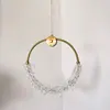 Lampa wisząca kryształowa złota glamour, pojedynczy designerski okrągły zwis nad wyspę MOON