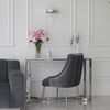 Exclusive glamor dining chair, straight legs, gray, silver DIANA