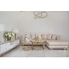 Corner sofa with slats, modern corner sofa, for the living room, extendable, designer gold with slats MONACO