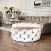 Round pouffe, for the bedroom, dressing table, upholstered, quilted, Paula glamor pouf [CLONE]