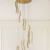 CRYSTAL LONG hanging crystal chandelier, gold, designer, exclusive in a modern style, hanging lamp above the stairs, hall