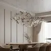 Designer golden glass leaf decoration hanging from the ceiling - LEAF FLOW