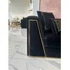 Black velvet quilted sofa, modern in a glamor style, for a golden living room MONTE CARLO
