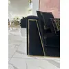 Black velvet quilted sofa, modern in a glamor style, for a golden living room MONTE CARLO