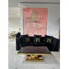 Black velvet quilted sofa, modern in a glamor style, for a golden living room MONTE CARLO