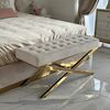 Upholstered glamor bed, modern, with a gold slat, beige 180x200cm IMPERIAL