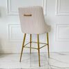 Modern glamor stool in beige golden velvet fabric PALOMA