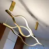 Żyrandol nowoczesny złoty designerska lampa wisząca nas stół WAVE