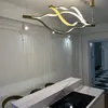 Żyrandol nowoczesny złoty designerska lampa wisząca nas stół WAVE