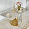 Stół glamour złoty marmur z blatem marmurowym, ekskluzywny do jadalni, nowoczesny,  ROKSI
