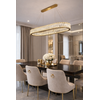 Crystal chandelier, ring, gold, modern glamor pendant lamp for the living room, adjustable ECLIPSE OVAL