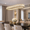 Crystal chandelier, ring, gold, modern glamor pendant lamp for the living room, adjustable ECLIPSE OVAL