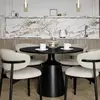 Nowoczesny stół okrągły z blatem z czarnego marmuru OSLO
