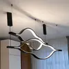 Nowoczesny żyrandol designerska lampa wisząca czarna nad stół w formie fali WAVE