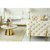 Glamor sofa, modern, quilted, glamor, modern, designer with a steel decorative leg, gold DIVA GOLD 235cm