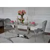 Stół glamour nowoczesny, designerski, srebrny z marmurowym białym blatem do jadalni ART DECO