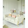 Glamor sofa, modern, quilted, glamor, modern, designer with a steel decorative leg, gold DIVA GOLD 235cm