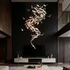Designer golden glass leaf decoration hanging from the ceiling - LEAF FLOW
