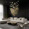 Designer golden glass leaf decoration hanging from the ceiling - LEAF FLOW