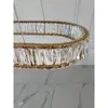 Żyrandol kryształowy złoty glamour nad stół, nad wyspę, podłużna duża lampa wisząca CRYSTAL OVAL
