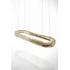 Crystal chandelier, ring, gold, modern glamor pendant lamp for the living room, adjustable ECLIPSE OVAL