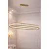 Żyrandol kryształowy złoty glamour nad stół, nad wyspę, podłużna duża lampa wisząca CRYSTAL OVAL