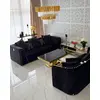 Luksusowa czarna sofa welwetowa złota 3 osobowa MONTE CARLO z ekspozycji