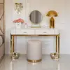 Glamor console, dressing table for the bedroom, for the dressing room, modern, beige, with a drawer, with a gold mirror AMORE