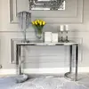 Luksusowa konsola srebrna glamour z białym blatem LOLA