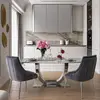 Exclusive glamor table for the dining room, modern, designer, white marble top, silver ART DECO