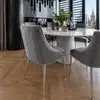 Exclusive glamor dining chair, straight legs, gray, silver DIANA