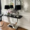 Konsola glamour w stylu nowoczesnym z czarnym marmurowym blatem srebrna ART DECO OUTLET