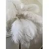 Lampa podłogowa glamour złota z białymi piórami 160 cm OUTLET