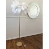 Lampa podłogowa glamour złota z białymi piórami 160 cm OUTLET